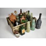 A Vintage Wooden Crate containing Various Vintage Bottles to include Cod Neck Mineral Water,