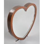 An Edwardian Mahogany String Inlaid Easel Back Heart Shaped Mirror, Easel Back Requires Some