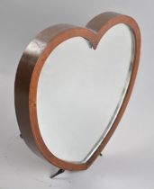 An Edwardian Mahogany String Inlaid Easel Back Heart Shaped Mirror, Easel Back Requires Some