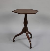A Hexagonal Topped Mahogany Wine Table on Tripod Support, 47cs High