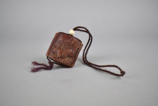 A Japanese Wooden Inro with Tiger Decoration, 5cm x 4cm high