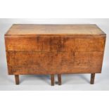An 18th/19th Century Heavy Oak Drop Leaf Table on Square Supports, Missing One Drop Panel to Top,