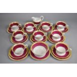 A 'Ye Olde English' Grosvenor China Tea Set to comprise Nine Cups and Saucers, Ten Side Plates, Milk