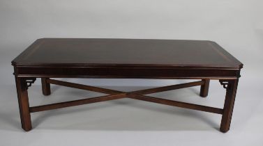 A Modern Rectangular Mahogany Coffee Table. Inlaid Crossbanded Top, 123cms by 57cms by 42cms High