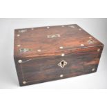 A Late Victorian Mother of Pearl Inlaid Rosewood Workbox, Hinged Lid to Removable Tray, 30x22.