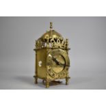 A Mid 20th Century Brass Lantern Clock with Battery Movement, Untested, 18cms High