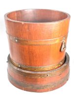 A RA Lister and Co Ltd Coopered Wine Bucket/Cooler with Brass Carrying Handles, (Missing Liner)