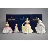 Four Royal Doulton Figures, Deborah, Carol, Tootles and Marie, Three with Boxes