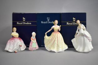 Four Royal Doulton Figures, Deborah, Carol, Tootles and Marie, Three with Boxes