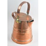 A 19th Century Copper Water Can with Looped Handle, Hinged Lid and Spout, 40cms High