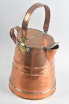 A 19th Century Copper Water Can with Looped Handle, Hinged Lid and Spout, 40cms High