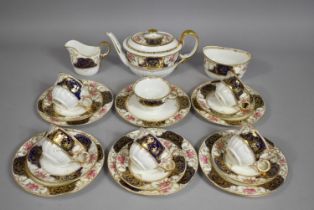A Late 19th/Early 20th Century Wedgwood Tea Set Decorated with Floral Gilt and Cobalt Blue Inset