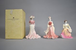 Three Coalport Figures, Sue, Lady in Love and Liz, One with Box