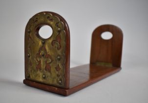 A Late Victorian Brass Mounted Book Slide with Hinged End Panels Having Pierced Fleur De Lys Design