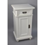 An Edwardian White Painted Bedside Cabinet with Single Drawer over Shelved Cupboard, 42cms Wide