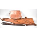 A Leather Shotgun Bag, Leather Cartridge Bag And Cartridge Belt