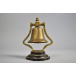 A Novelty Countertop Reception Bell on Turned Wooden Socle, 12.5cms High