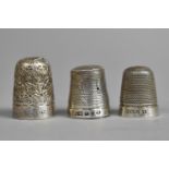 Three Silver Thimbles to Comprise a 'Dura 7' by W. Hall, a Birmingham 1891 Hallmarked Thimble and