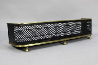 A Late Victorian/Edwardian Brass and Iron Fire Kerb, 105cms Wide and 26cms High