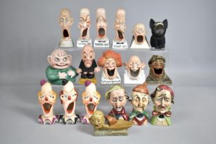 A Collection of Various Continental Bisque Porcelain Novelties, Busts of Grotesques, Clown and