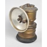 A Vintage "Premier" Carbide Brass Miners Helmet Lamp, 10.5cms High