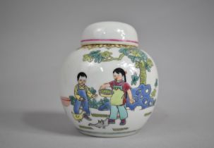 A Chinese Ginger Jar Decorated with Children in Garden