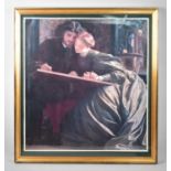 A Framed Pre-Raphaelite Print, Artist with Lover, 57x62cm