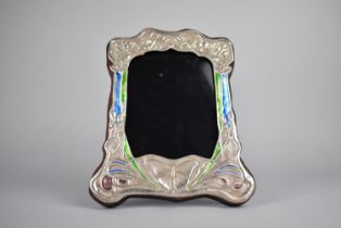 A Reproduction Art Nouveau Silver and Enamelled Photo Frame, 21.5cm high