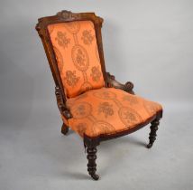 A Late 19th/Early 20th Century Aesthetic Mahogany Upholstered Nursing Chair