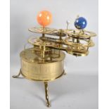 A Heavy Brass Kit Built Tellurion Orrery of The Sun, Earth and Moon with Electric Motor But