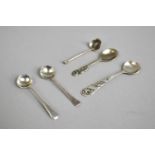 Five Silver Condiment Spoons all with Various Hallmarks