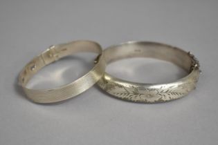 Two Silver Bracelets both with Hallmarks to Comprise Engine Turned Belt Buckle by WBs Edinburgh 1959