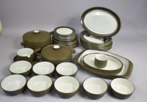 A Denby Green Glazed Dinner Service to comprise Lidded Tureen, Dishes, Eight Large and Eight Small