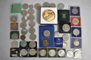 A Collection of Various Commemorative Crowns, Cased Medallion, Silver Mounted Crown etc