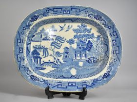 A Late 19th/Early 20th Century Willow Pattern Meat Plate