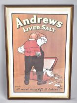 A Framed Reprinted Advertising Poster for Andrews Liver Salt, 32x50cms