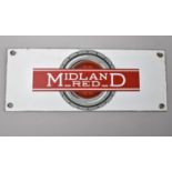 A Mid 20th Century Enamelled Bus Sign for Midland Red, Excellent Condition, 23x8.5cms