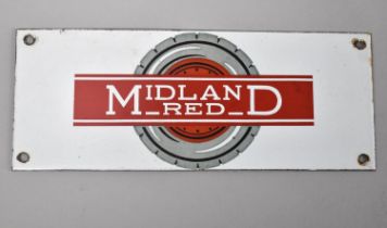 A Mid 20th Century Enamelled Bus Sign for Midland Red, Excellent Condition, 23x8.5cms