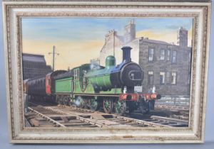 A Large Oil on Canvas, "Gordon Highlander, Out of Leith Central" by Peter St. Clair Merriman,