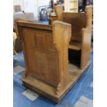 A Late 19th/Early 20th Century Oak Church Pew and Lectern Complete with Kneeling Stool Mounted on