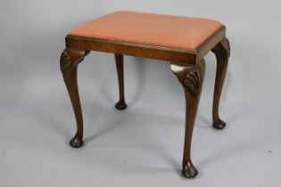 A Mid 20th Century Walnut Framed Rectangular Dressing Table Stool with Cabriole Supports