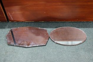 Two Vintage Bevel Edged Wall Mirrors, Larger 60cms Wide