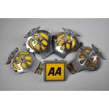 A Collection of Four Vintage Chrome and Yellow AA Badges together with a Later Square Example