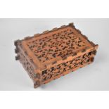 A Fretwork Box with Hinged Lid Monogrammed SEC, 28cms Wide