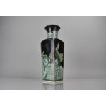 A Chinese Porcelain Famille Noire Vase of Square Based Tapering Form with Flared Neck decorated with