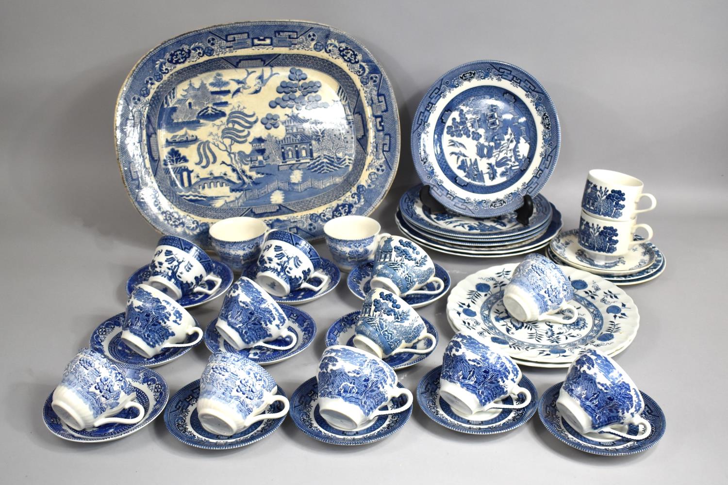 A Large Collection of Various Blue and White Willow Pattern and Other China to comprise Large