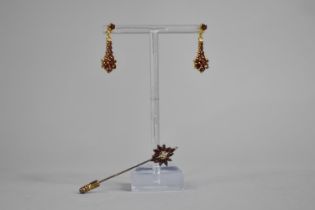 A Pair of Jewelled Bohemian Garnet Style Gilt Silver tal Earrings, together with a Similar