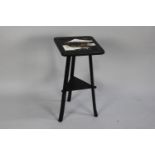 A Small Painted Japanese Stand or Occasional Table with Painted Square Top Depicting Mount Fuji,