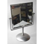 A Mid 20th Century Heavy Metal Framed Bevel Edged Swing Bathroom Mirror, 49cms High and 37cms Wide