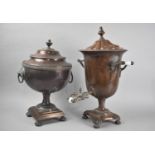Two Victorian Copper Samovars of Vase Form, One Missing Tap, Tallest 50cms High